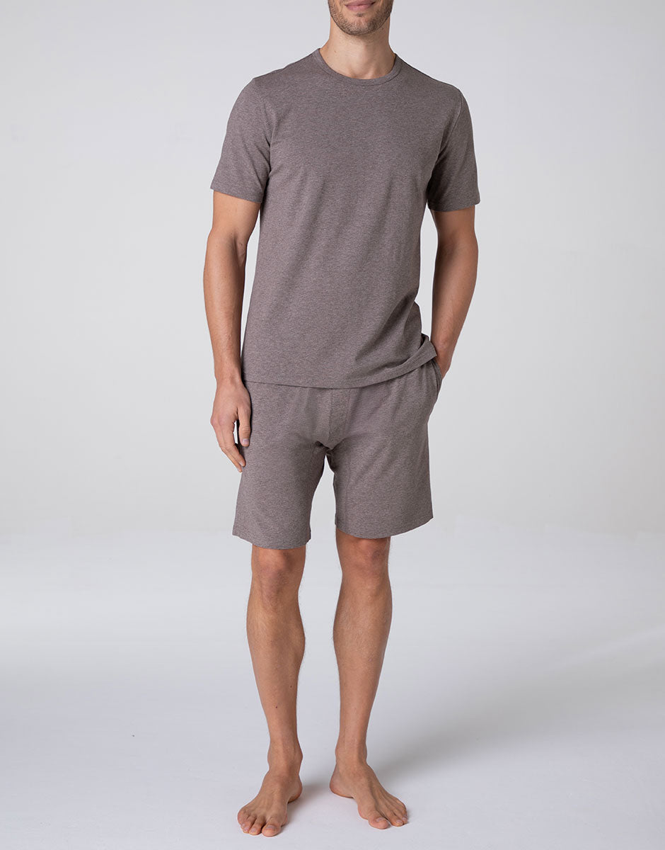 Lovable Man pigiama corto jersey marrone melange