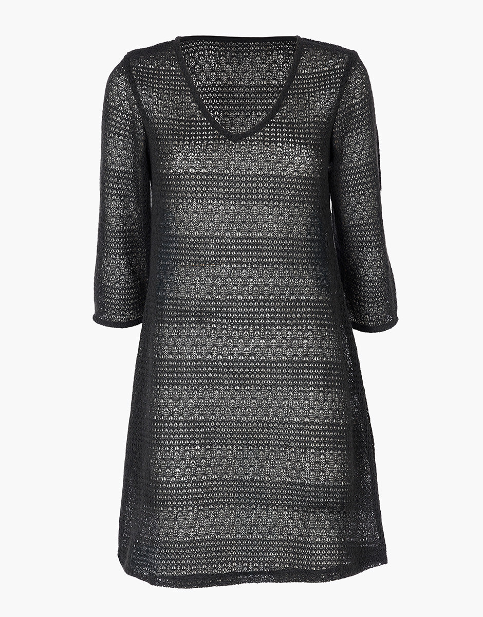 Lovable crochet vestito mare nero manica 3/4