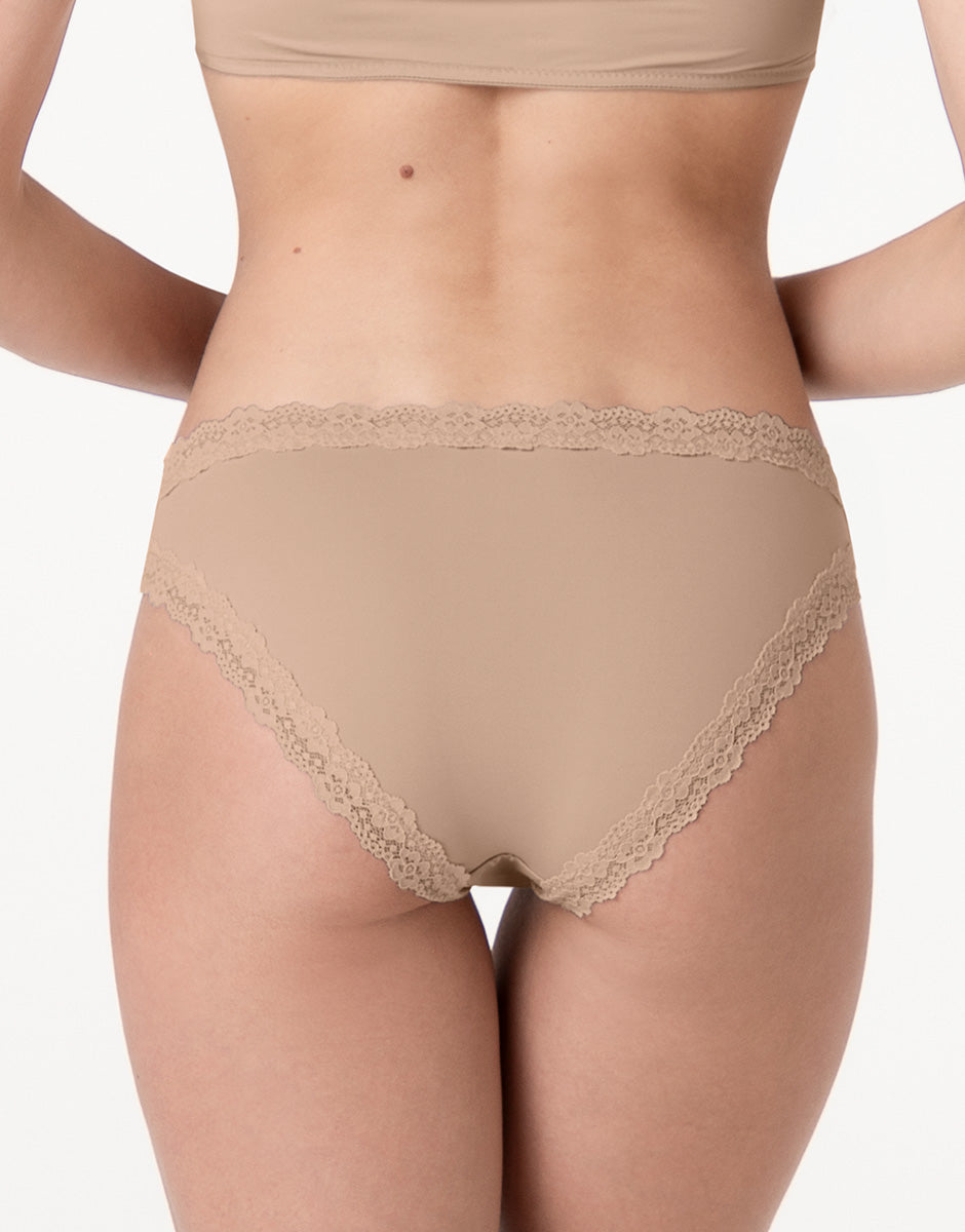 Lovable Lacy Micro slip nudo chiaro in microfibra con pizzo
