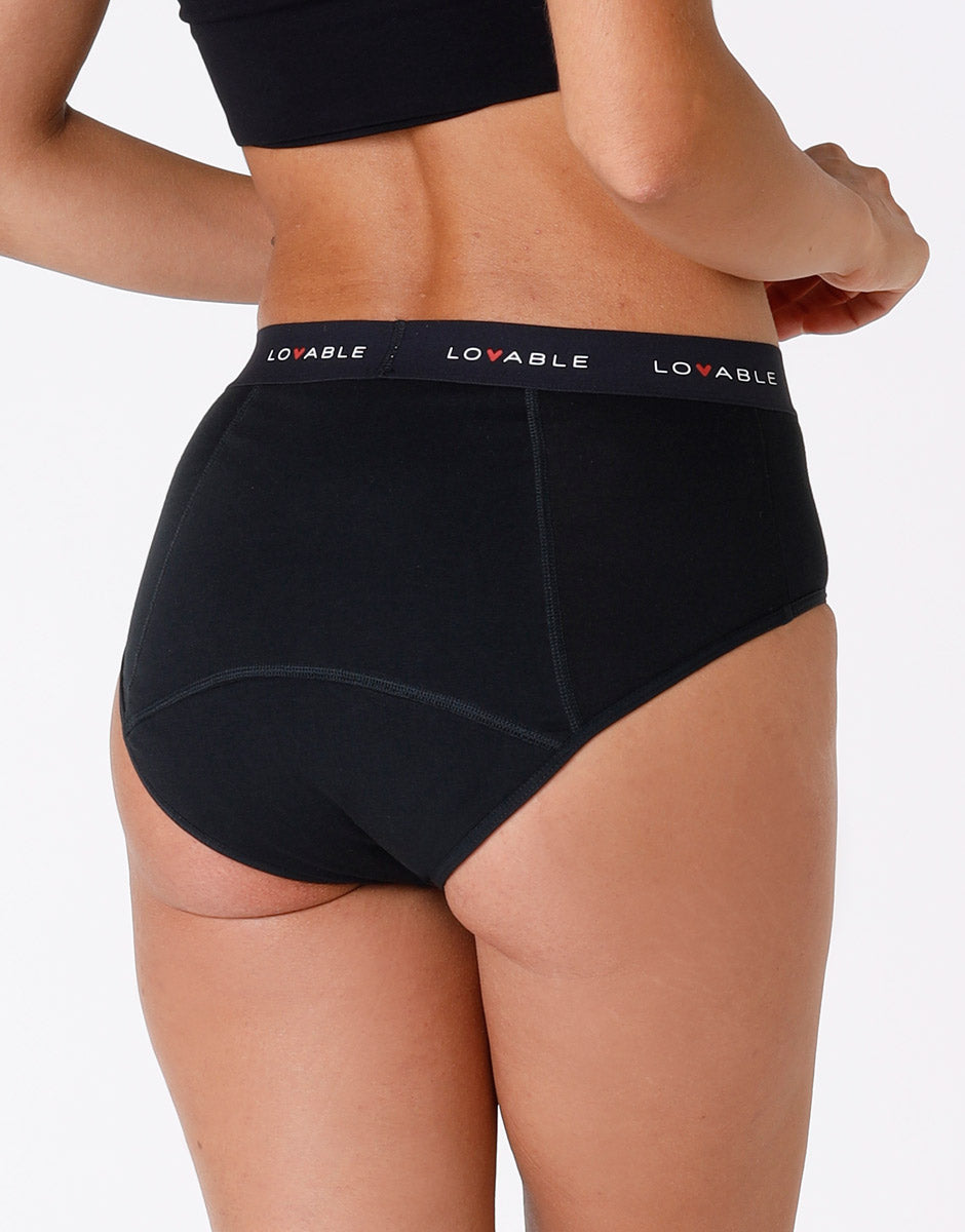 Lovable Slip da Ciclo Alto Nero Cotone Bio Flusso Medio
