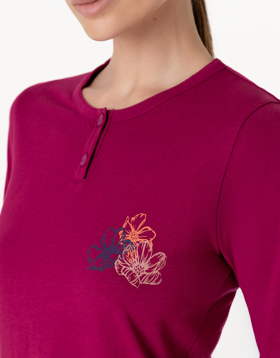 Lovable pigiama lungo serafino jersey lampone intenso