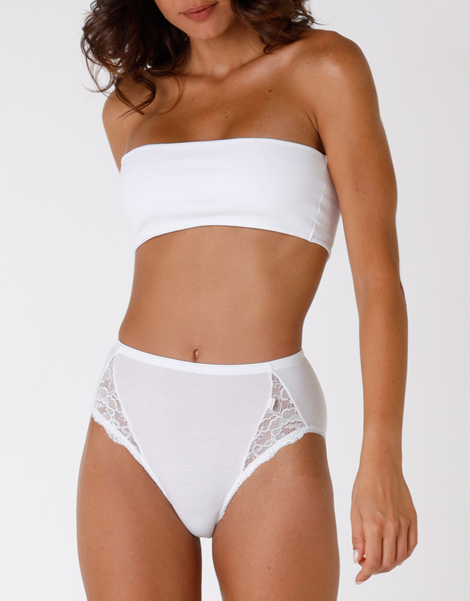 Lovable Lovely Charme Slip Midi Bianco Cotone Pizzo