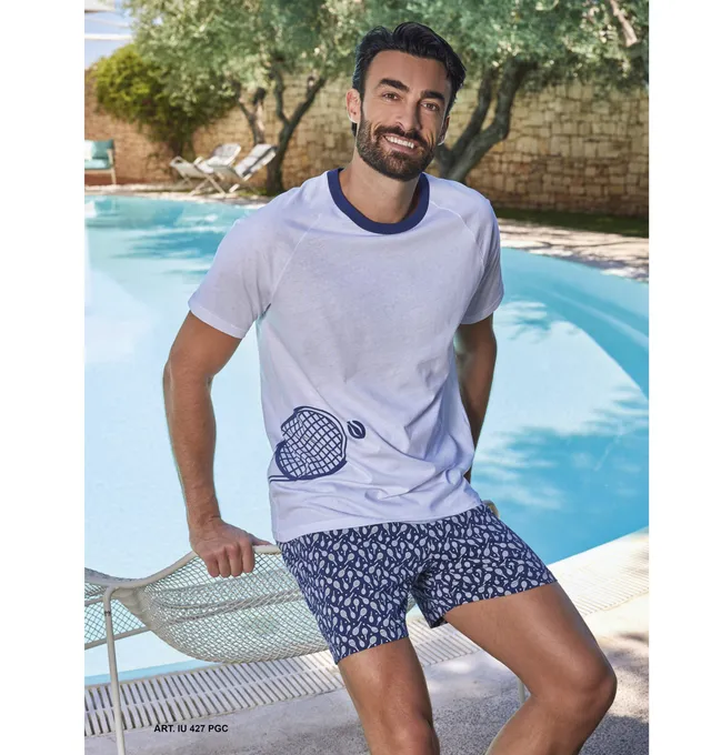 Intimami pigiama uomo corto stampa tennis jersey