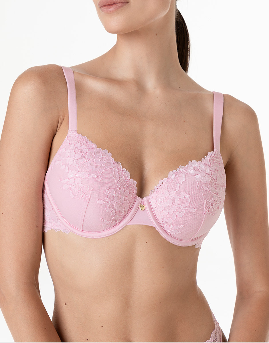 La Senza Lux Lace reggiseno pizzo rosa confetto imbottito