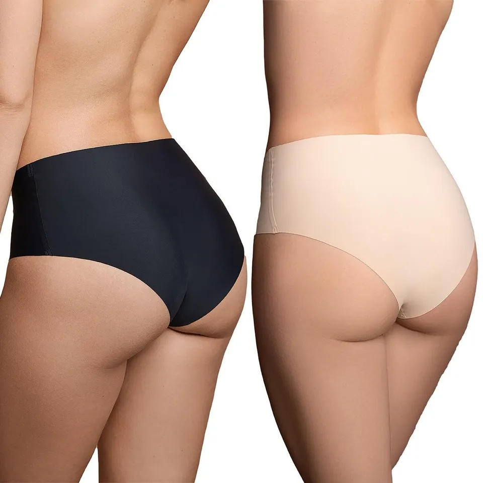Bye Bra Invisible slip vita alta 2 pezzi nero e beige XS