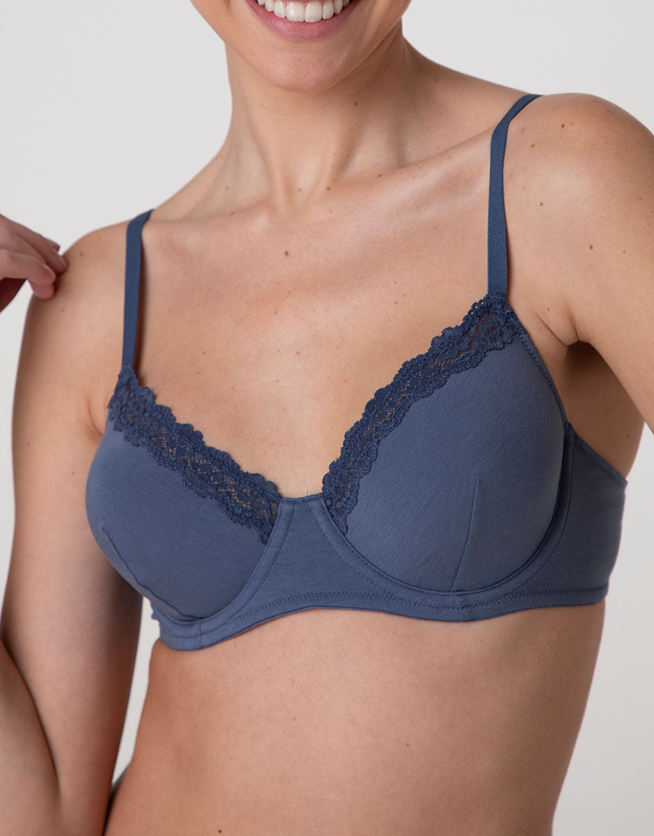 Lovable Trendy Modal reggiseno con ferretto blu polvere cotone