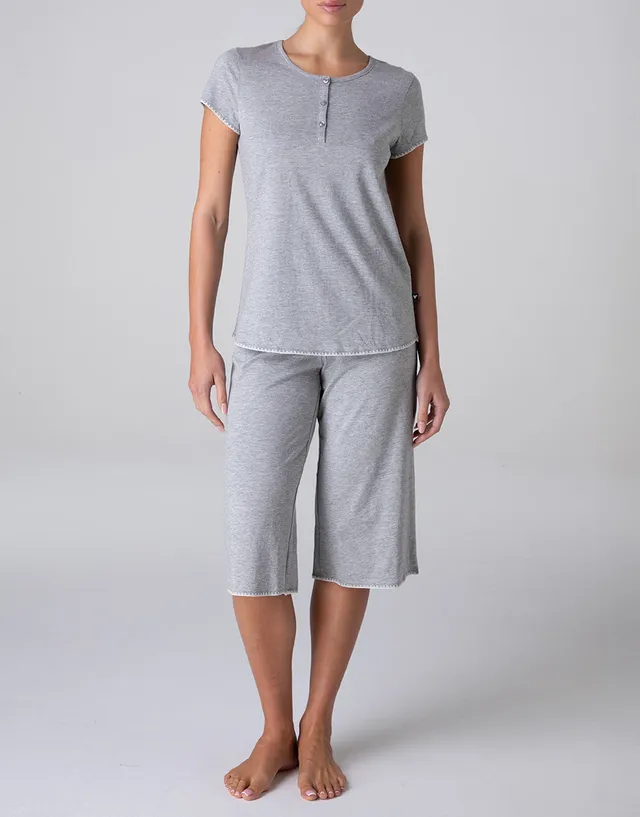 Lovable pigiama capri jersey grigio melange manica corta cotone