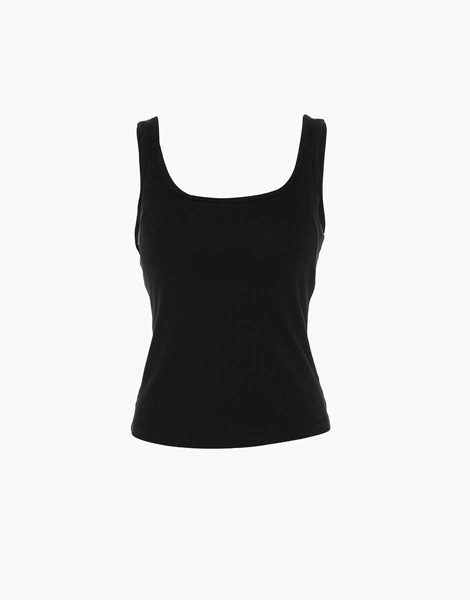 Lovable Rib Cotton canotta nero cotone con coppe imbottite