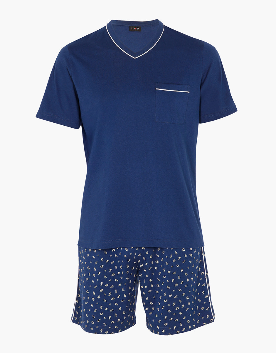 Lovable pigiama corto uomo jersey blu notte cotone