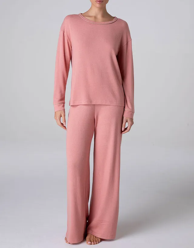 Lovable Warm Fluffy pigiama lungo girocollo rosa terracotta
