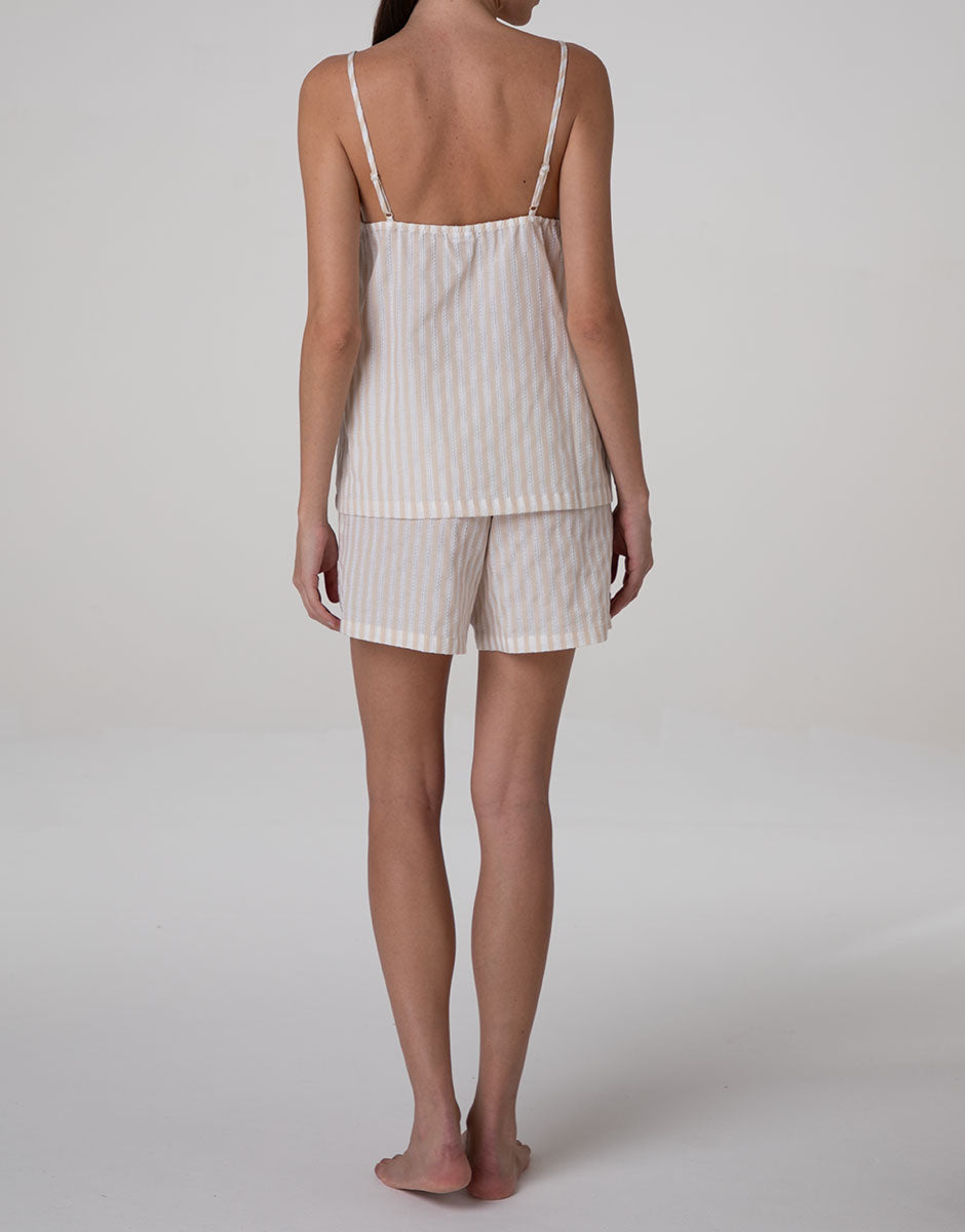 Lovable Pigiama Corto Cotone Righe Bianco Crema Top Shorts