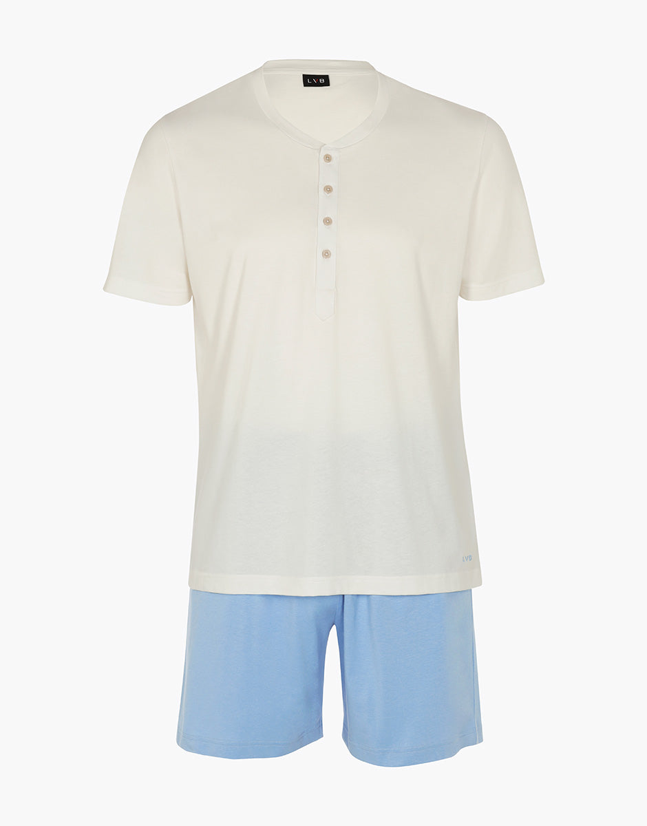 Lovable Man Serafino pigiama corto avorio jersey cotone