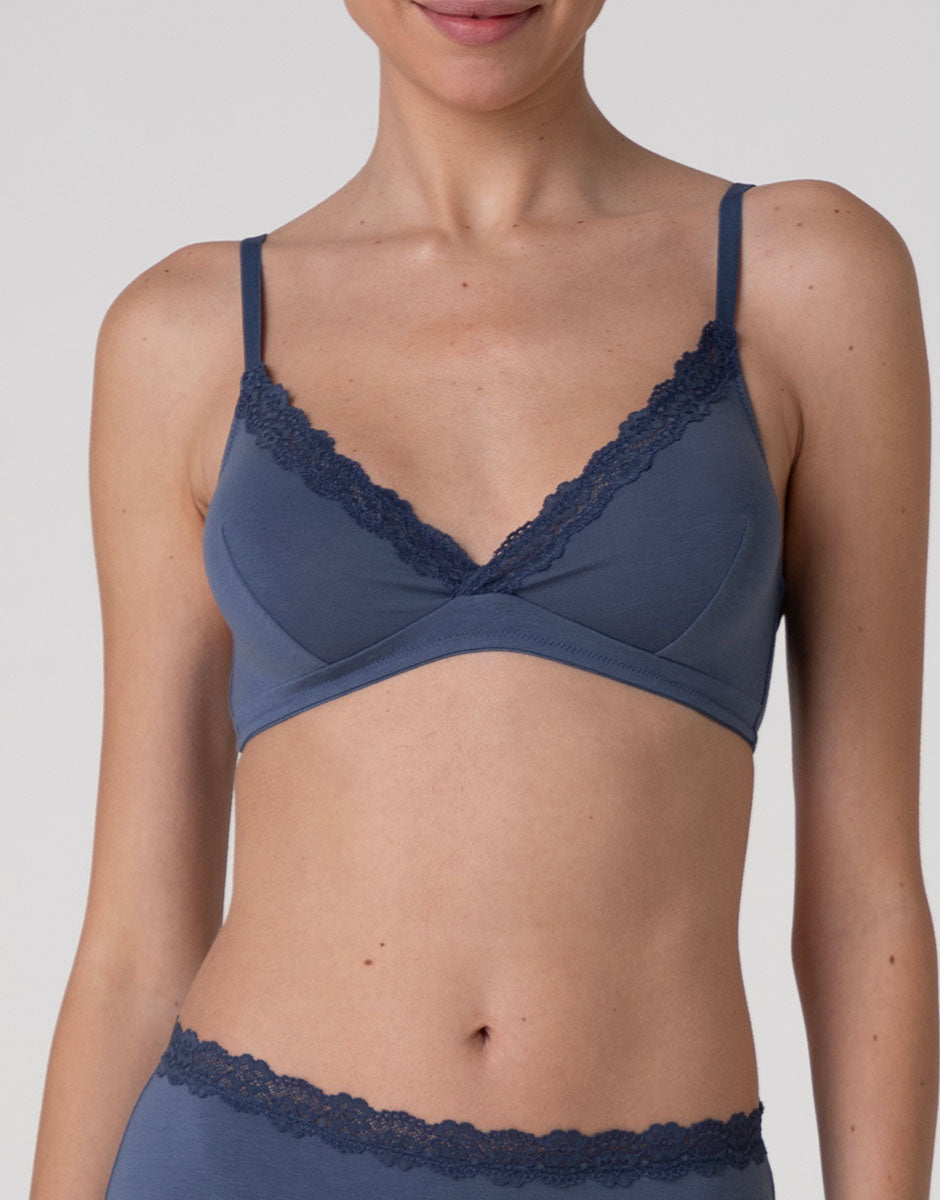 Lovable Trendy Modal reggiseno senza ferretto blu polvere pizzo