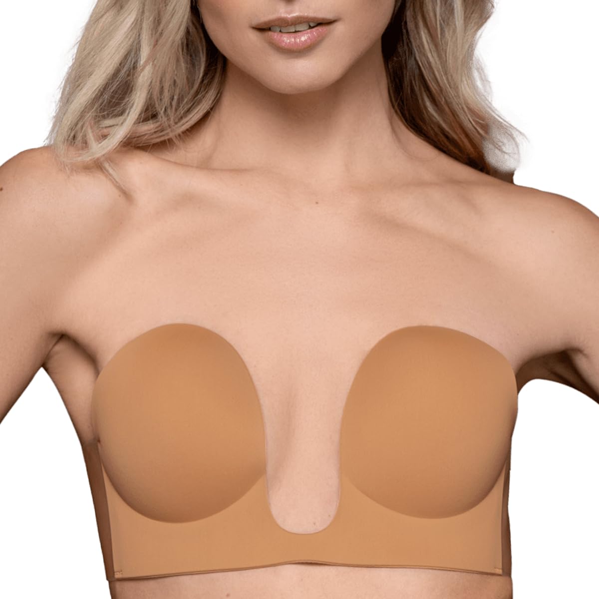 Bye Bra Stile U Reggiseno Adesivo B Marrone Chiaro Scollo V
