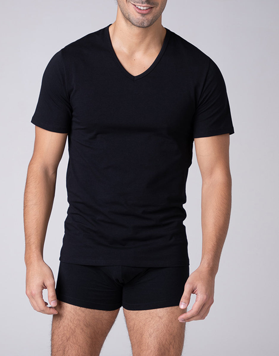Lovable Cool Sensation t-shirt scollo V nero cotone stretch