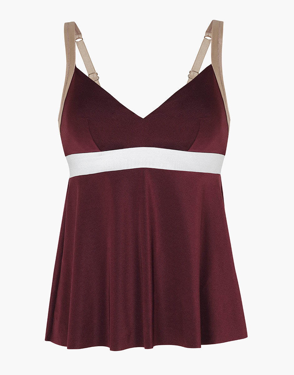 Lovable Shiny Colour Block tankini vinaccia senza ferretto