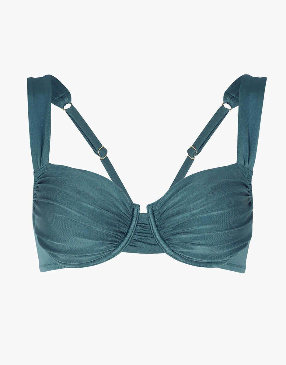 Lovable Plain Trendy Shiny Micro balconette costume verde imbottito